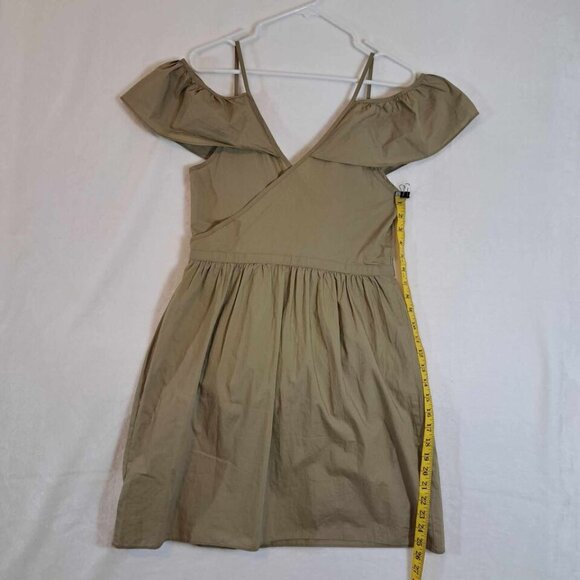 Madewell Khaki Cold-Shoulder‎ Ruffle Dress in Khaki Size 6 Womens - Picture 8 of 13